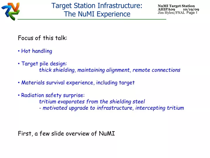 target station infrastructure the numi experience