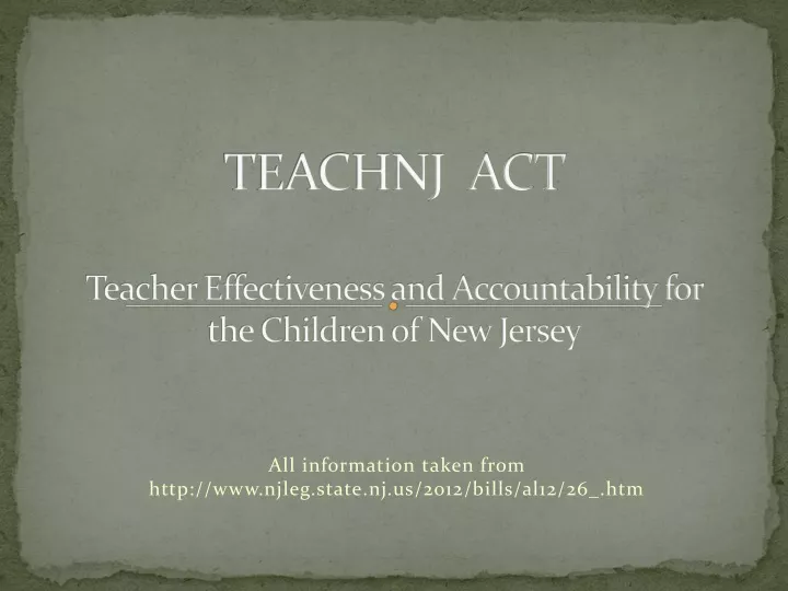 teachnj act teacher effectiveness and accountability for the children of new jersey