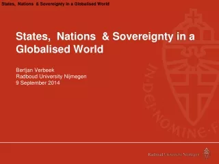 States,  Nations  &amp; Sovereignty in a Globalised World