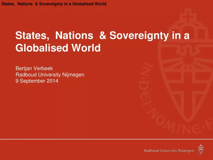 states nations sovereignty in a globalised world