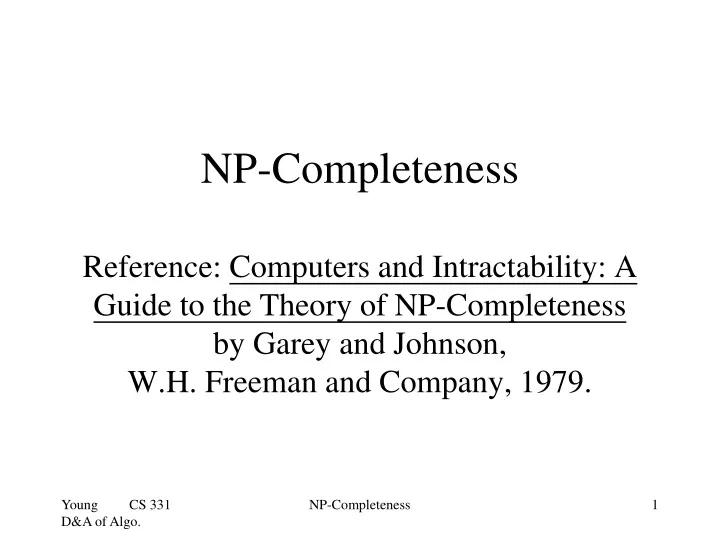 np completeness reference computers