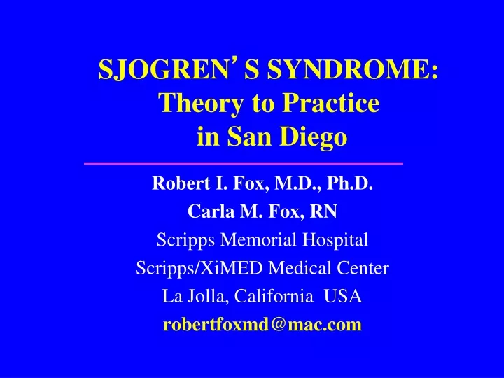 sjogren s syndrome theory to practice in san diego