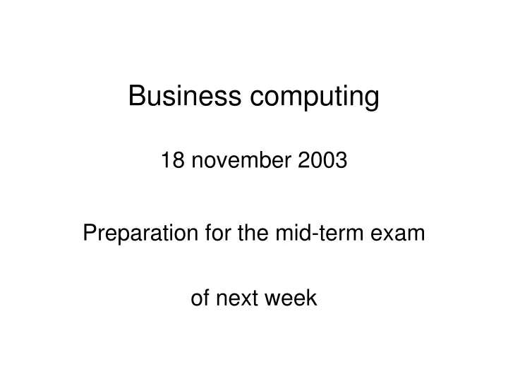 business computing 18 november 2003
