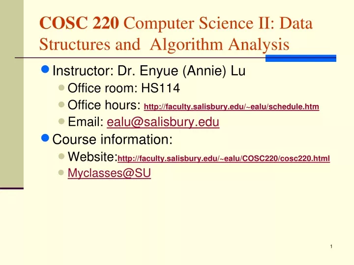 cosc 220 computer science ii data structures and algorithm analysis