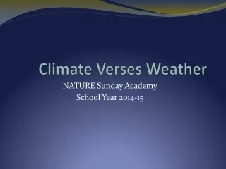 Climate Verses Weather