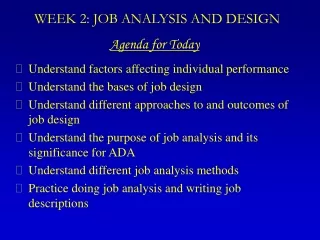 WEEK 2: JOB ANALYSIS AND DESIGN