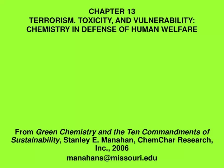 chapter 13 terrorism toxicity and vulnerability