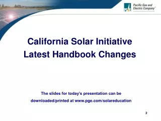 California Solar Initiative Latest Handbook Changes