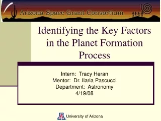 Identifying the Key Factors in the Planet Formation Process