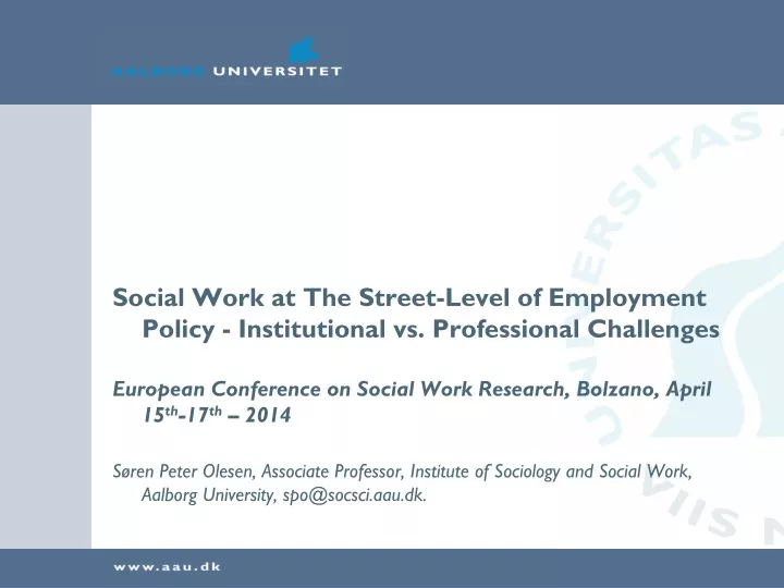 social work at the street level of employment