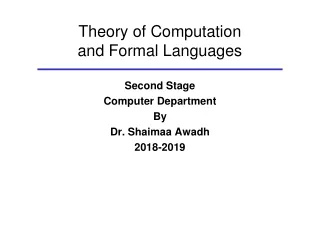 Theory of Computation  and Formal Languages