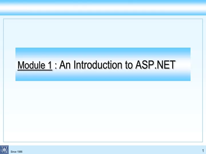 module 1 an introduction to asp net