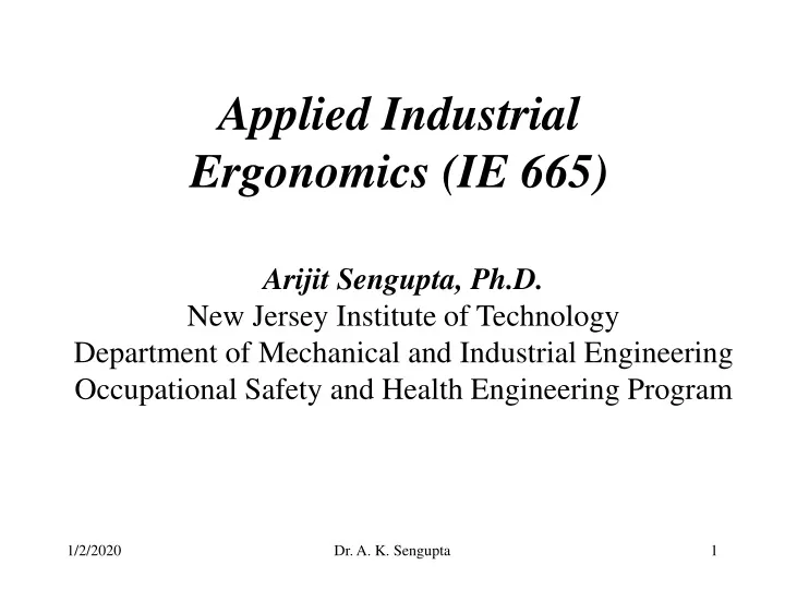 applied industrial ergonomics ie 665