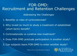 FOR-DMD:   Recruitment and Retention Challenges