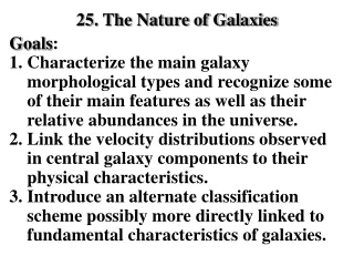 25. The Nature of Galaxies Goals :