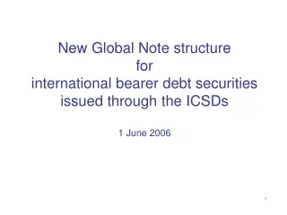 The international debt market New Global Note Legal framework Market impacts