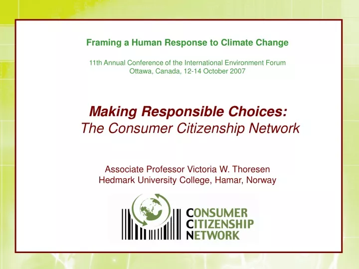 framing a human response to climate change 11th
