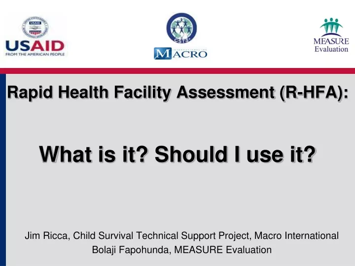 rapid health facility assessment r hfa what is it should i use it