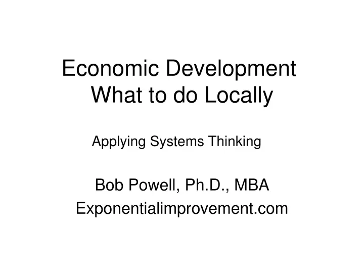 economic development what to do locally
