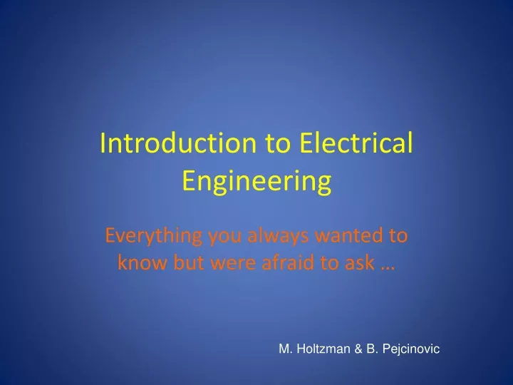 introduction to electrical engineering