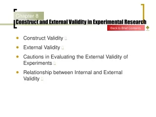 Construct and External Validity in Experimental Research  ♣