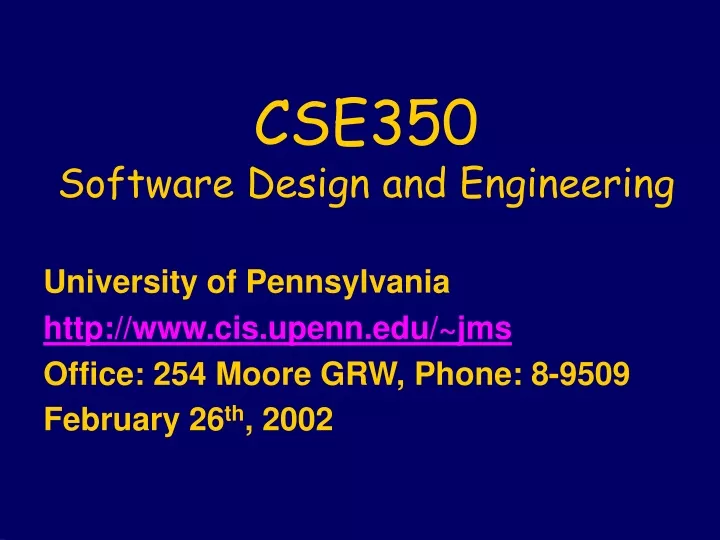 cse350 software design and engineering