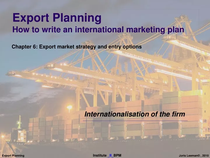 export planning how to write an international