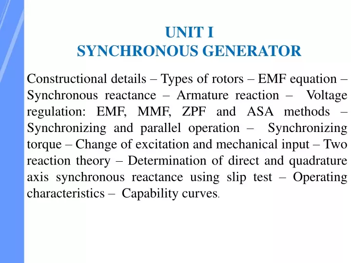 unit i synchronous generator