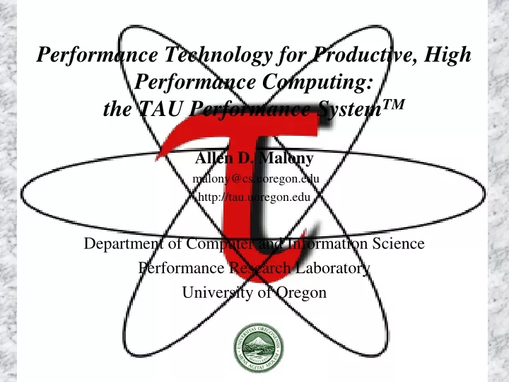 performance technology for productive high performance computing the tau performance system tm