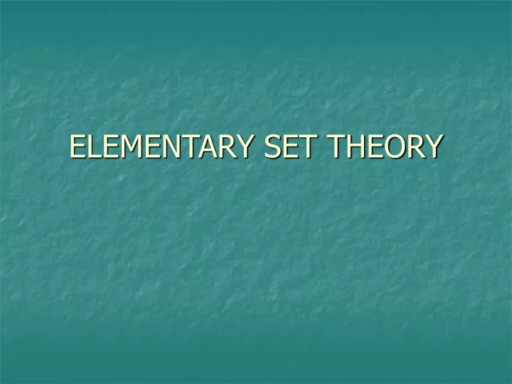 elementary set theory
