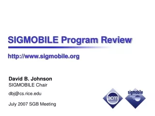SIGMOBILE Program Review sigmobile