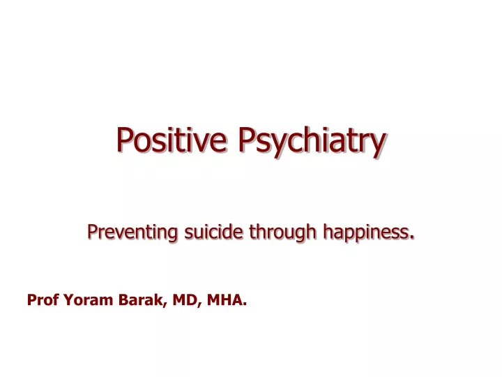 positive psychiatry