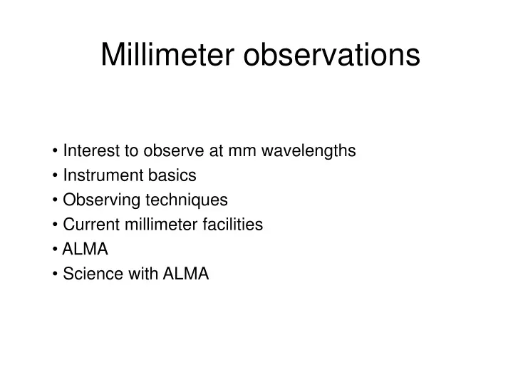 millimeter observations