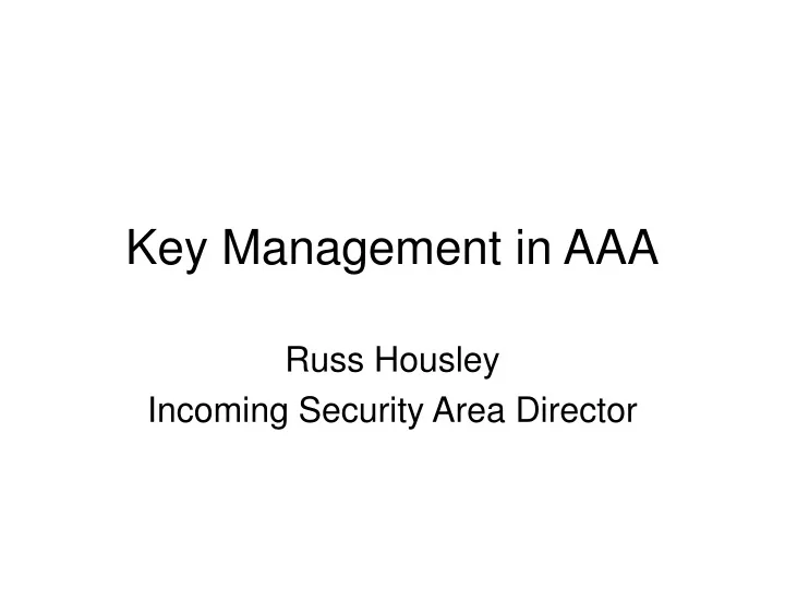 key management in aaa