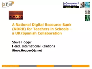 A National Digital Resource Bank (NDRB) for Teachers in Schools –  a UK/Spanish Collaboration
