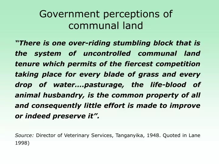 government perceptions of communal land