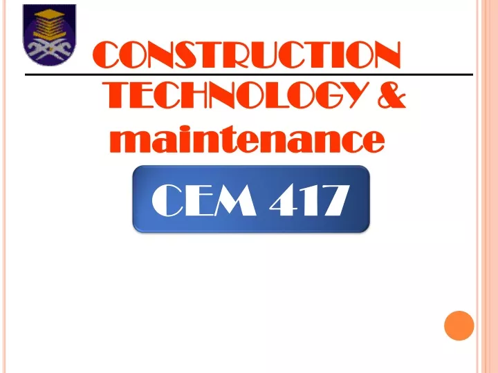 construction technology maintenance