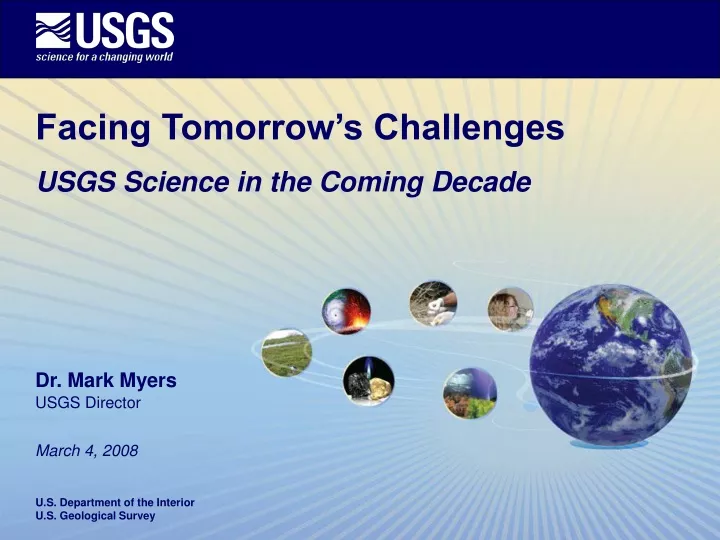 facing tomorrow s challenges usgs science
