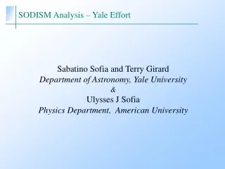 SODISM Analysis – Yale Effort