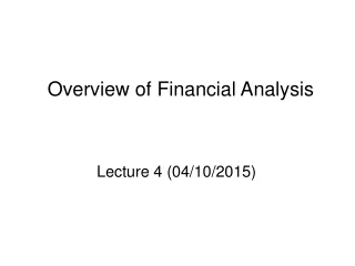 Overview of Financial Analysis