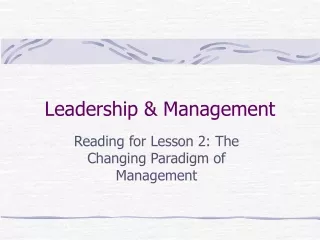 Leadership &amp; Management