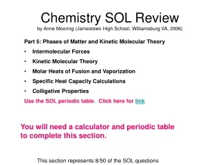 Chemistry SOL Review by Anne Mooring (Jamestown High School, Williamsburg VA, 2006)
