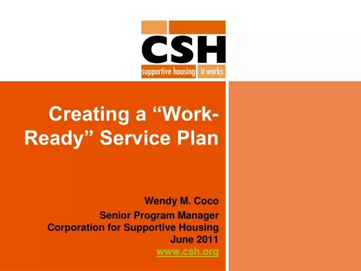 creating a work ready service plan
