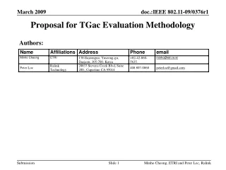 Proposal for TGac Evaluation Methodology