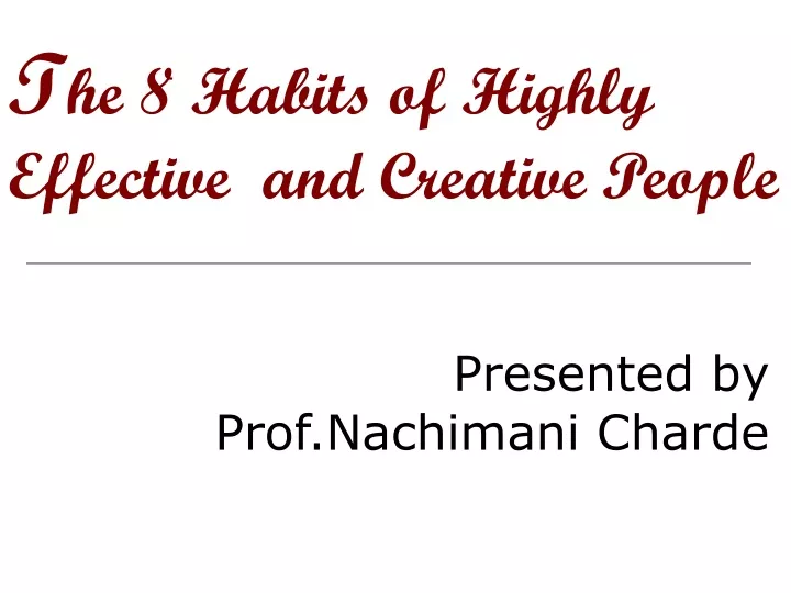 presented by prof nachimani charde