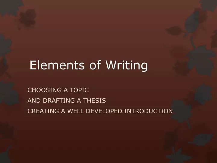 elements of writing