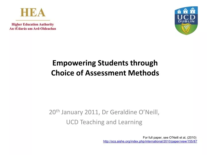 empowering students through choice of assessment methods