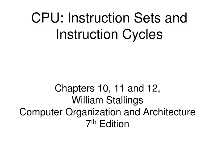 cpu instruction sets and instruction cycles
