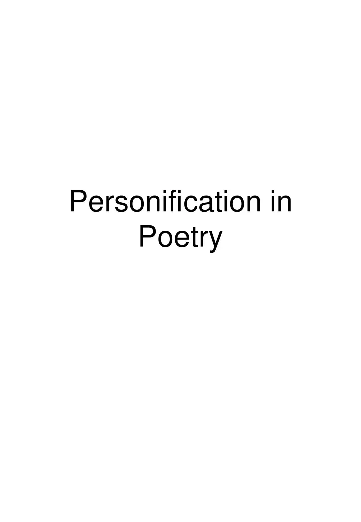 personification in poetry
