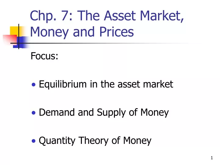 chp 7 the asset market money and prices